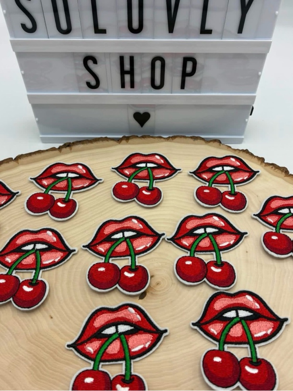 Red Cherry Lips Iron-On Patch - Women Accessories